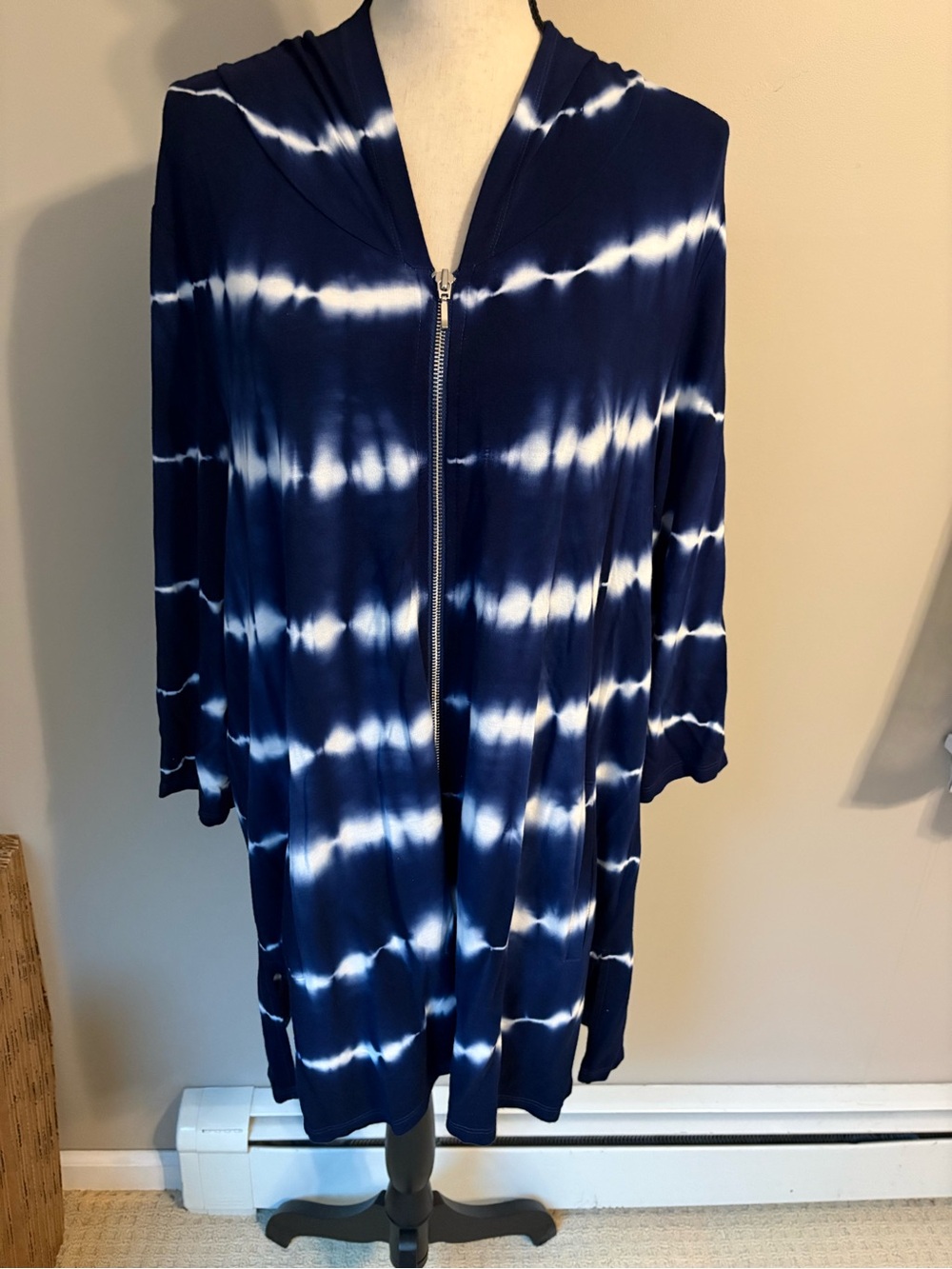 Zenergy by Chico’s Tie-Dye Hooded Zip-Front Cover-Up / Jacket | Women’s Sz L